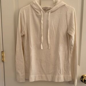 LOFT Cream Textured Hooded Top